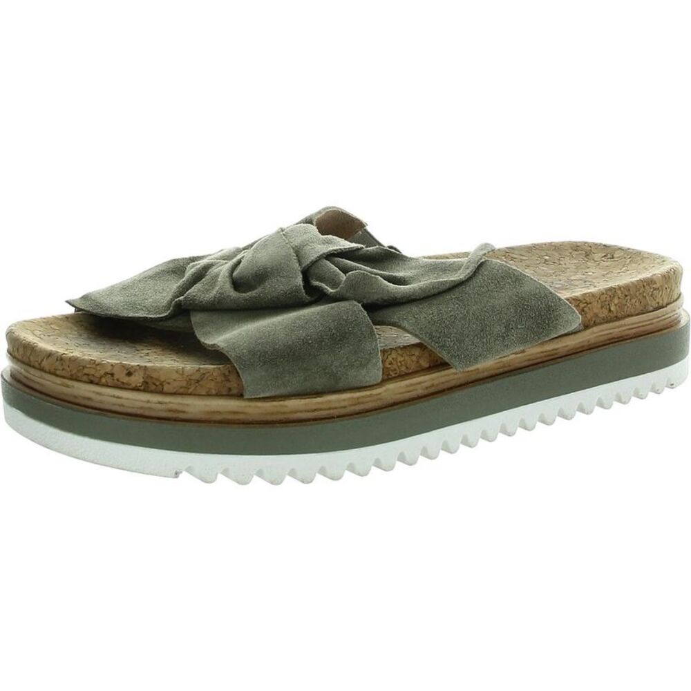 Gabor Olive Green Suede Bow Platform Sandals